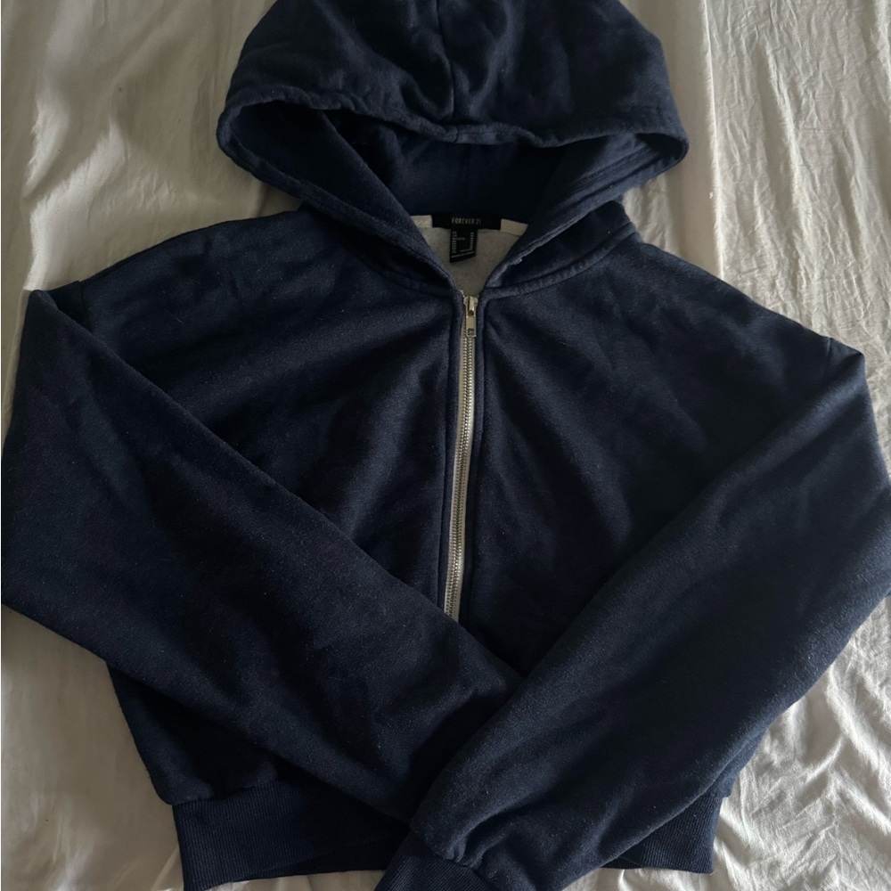 Navy blue zip up with hood